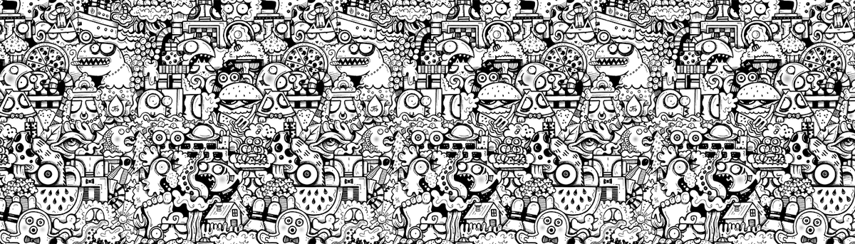 Various doodles in black.